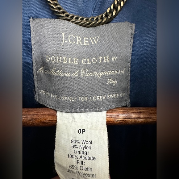 J.Crew Double Cloth Metro Wool Coat THINSULATE Royal Blue Lady Day Size 0P - Picture 8 of 14